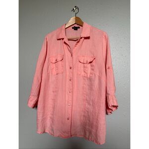 Autograph Woman 100% Linen Button-Up Shirt Size 1X